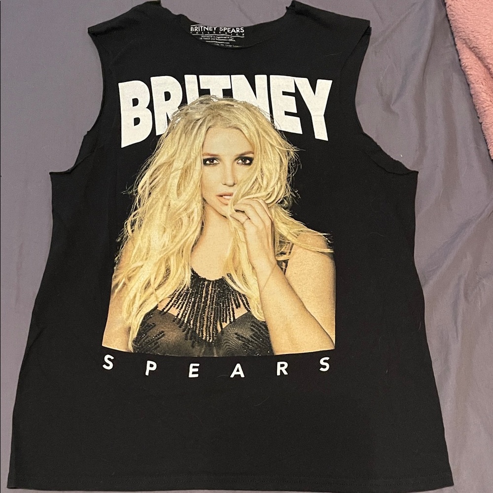 Britney Spears Black Graphic Muscle Tee